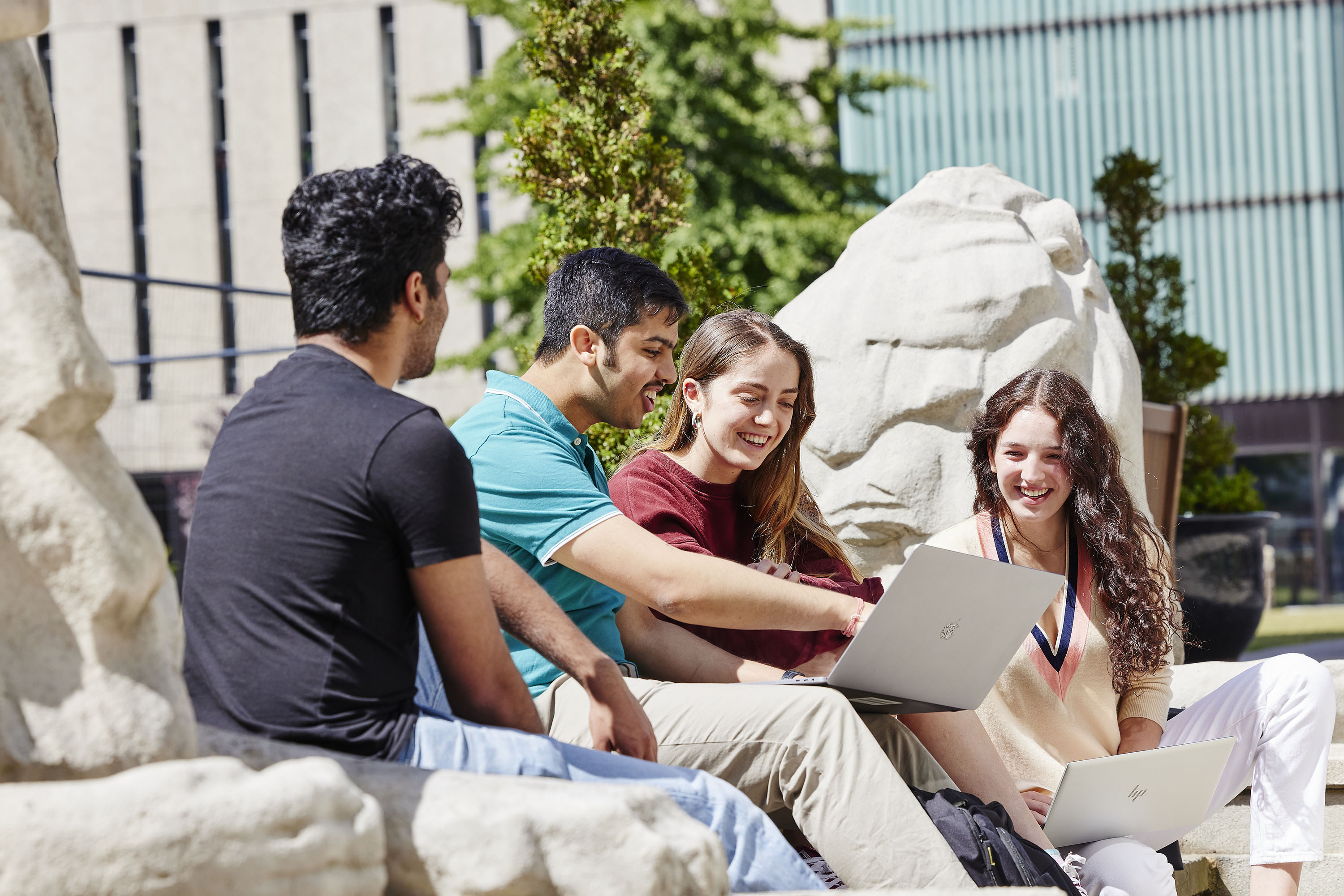 A group of students on campus