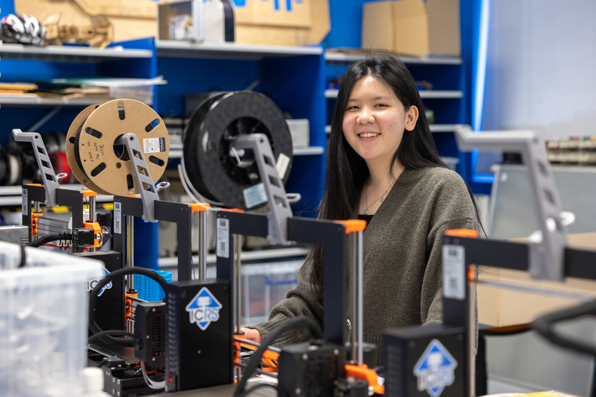 A student working in the ICRS hackspace