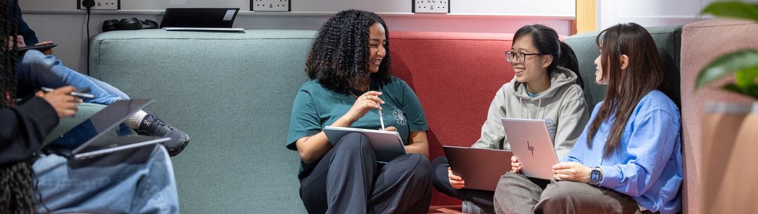 Students in the new refurbished student spaces in the Sherfield building.