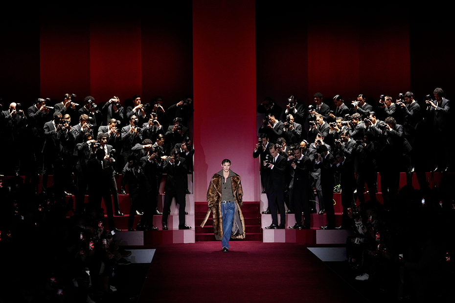 A model wears a creation part of the men's Dolce & Gabbana Fall-Winter 2025-2026 collection, that was presented in Milan, Italy