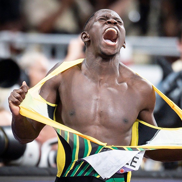 Jamaica's Oblique Seville wins the men's 100 meters final at the World Athletics Championships in Tokyo