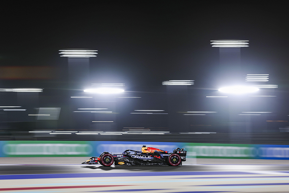 Red Bull's Max Verstappen on the way to winning the Formula 1 Qatar Grand Prix on the Lusail International Circuit, in Lusail, Qatar.
