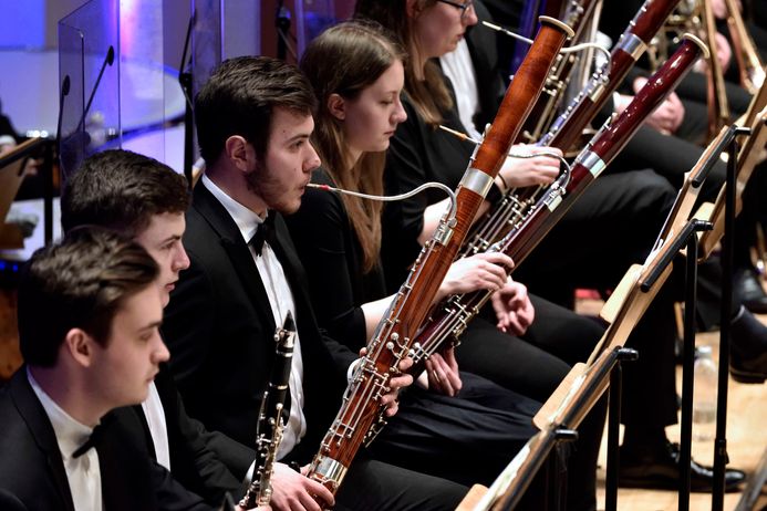 Students playing instruments