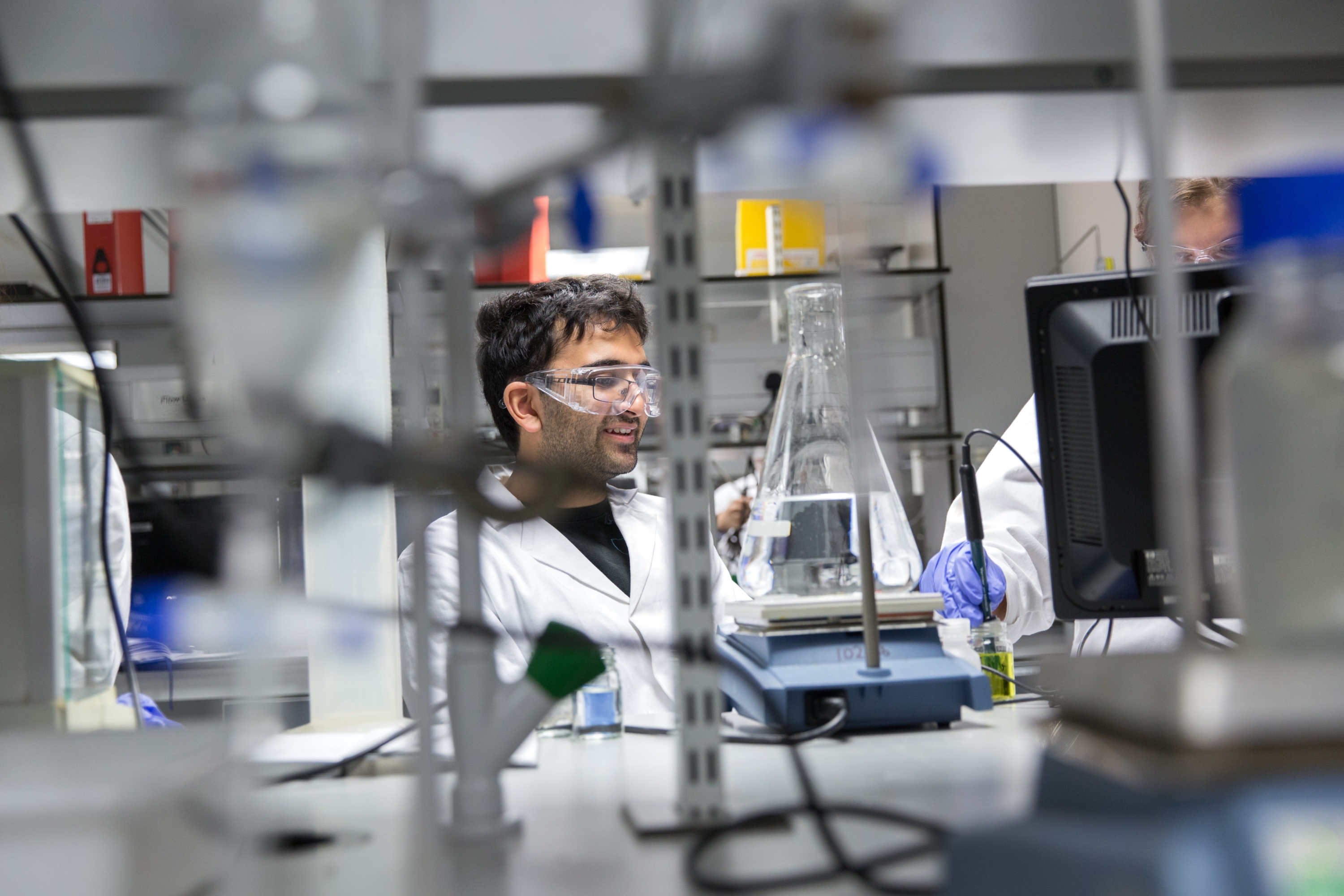 A male student in the lab